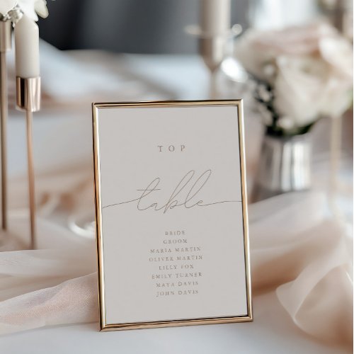 Minimalist Calligraphy Ivory Top Table Number