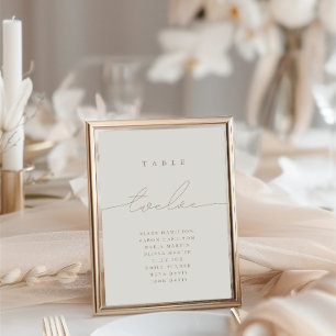 Minimalist Calligraphy Ivory Twelve Table Number