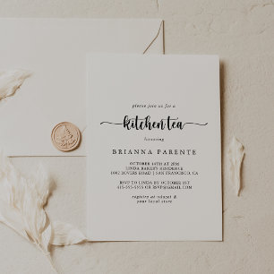 Minimalist Calligraphy Kitchen Tea Bridal Shower Invitation