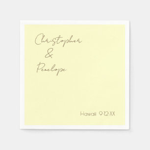 Minimalist Calligraphy Light Yellow Wedding   Napkins