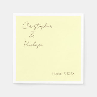 Minimalist Calligraphy Light Yellow Wedding   Napkins
