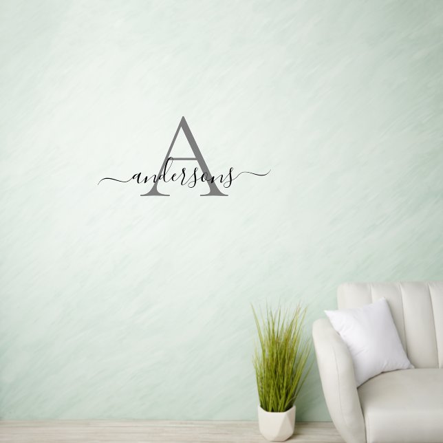 Minimalist Calligraphy Monogram Family Name Wall Decal (Living Room)