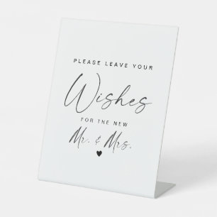 Minimalist Calligraphy Mr and Mrs Wishes Wedding Pedestal Sign
