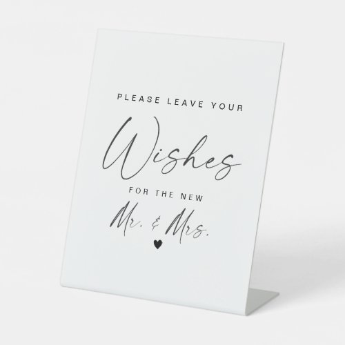 Minimalist Calligraphy Mr and Mrs Wishes Wedding  Pedestal Sign