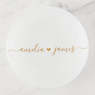 Minimalist Calligraphy Names ring Trinket Tray