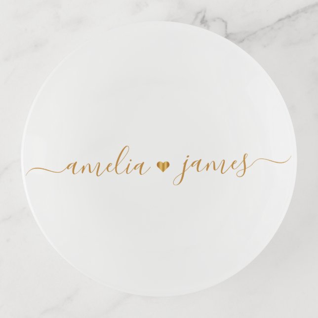 Minimalist Calligraphy Names ring Trinket Tray (Front)