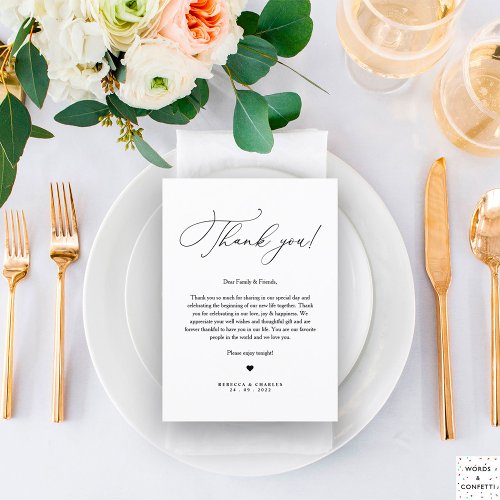 Minimalist Calligraphy Napkin Thank You Note Card