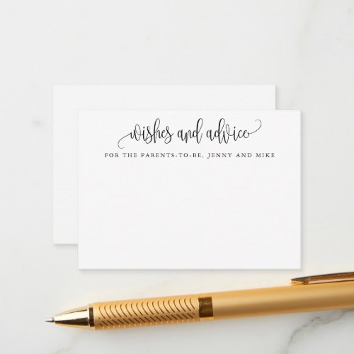 Minimalist Calligraphy New Parents Wishes  Advice Card