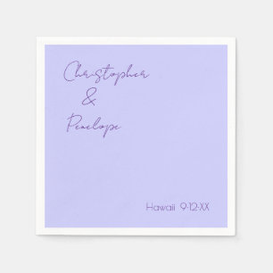 Minimalist Calligraphy Periwinkle Travel Wedding Napkins