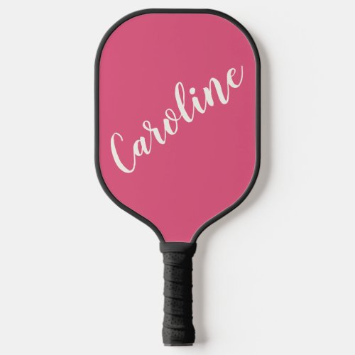 Minimalist Calligraphy Personalized in Hot Pink Pickleball Paddle