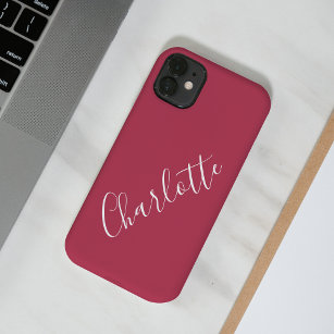 Minimalist Calligraphy Personalized Name Magenta Case-Mate iPhone 14 Case
