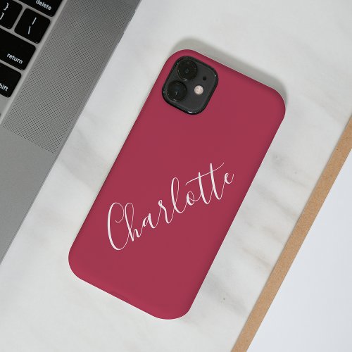 Minimalist Calligraphy Personalized Name Magenta Case_Mate iPhone 14 Case