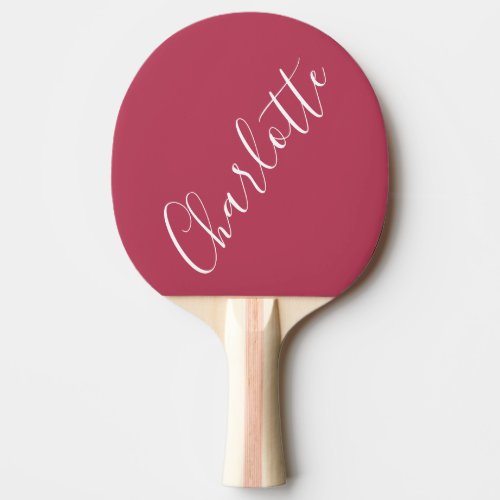 Minimalist Calligraphy Personalized Name Magenta  Ping Pong Paddle