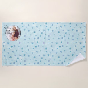 Minimalist Calligraphy Photo Birthday Grandma Beach Towel