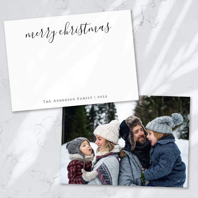 Minimalist Calligraphy Photo Christmas Holiday Card (Creator Uploaded)