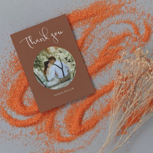 Minimalist Calligraphy Photo Wedding Thank You