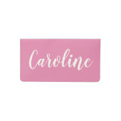 Minimalist Calligraphy Pink Personalized Name  Checkbook Cover (Front)