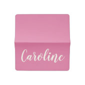 Minimalist Calligraphy Pink Personalized Name  Checkbook Cover (Open)
