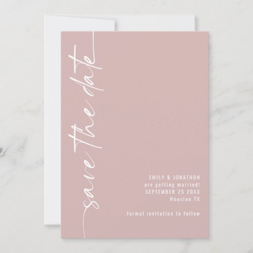 Minimalist Calligraphy QR Code Dusty Rose Wedding  Save The Date