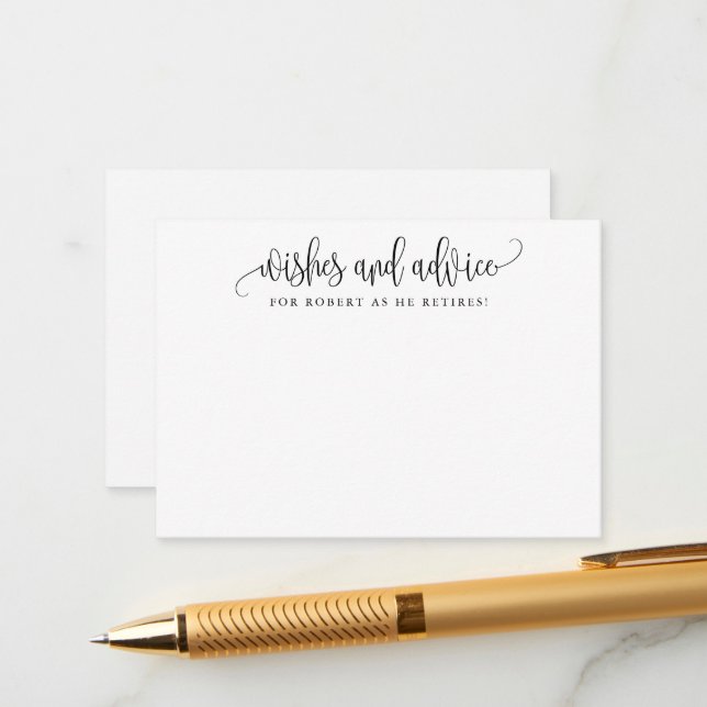 Minimalist Calligraphy Retirement Wishes & Advice Card (Front/Back In Situ)