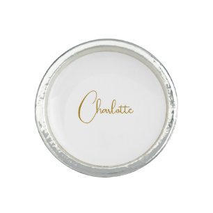 Minimalist Calligraphy Script Name Gold Color Ring