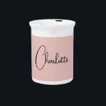 Minimalist Calligraphy Script Name Rose Gold Beverage Pitcher<br><div class="desc">This template can be customized to meet all professional occupations.</div>