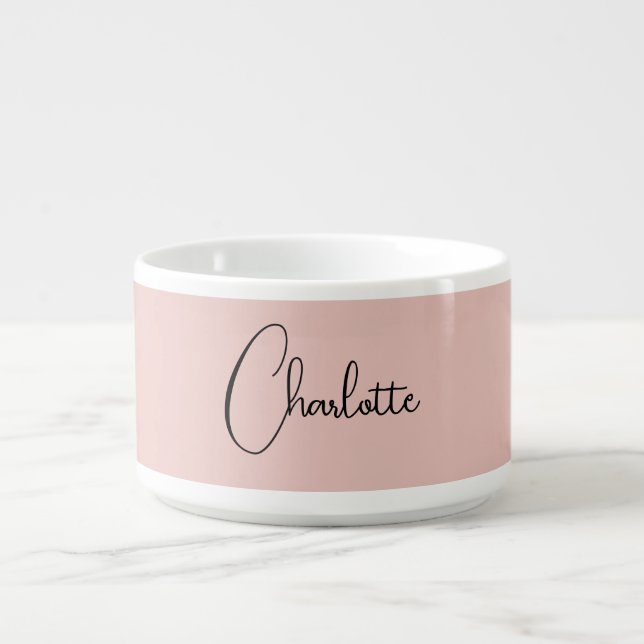 Minimalist Calligraphy Script Name Rose Gold Bowl (Center)