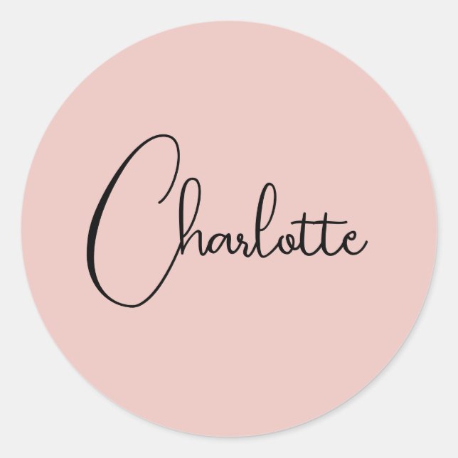Minimalist Calligraphy Script Name Rose Gold Classic Round Sticker (Front)