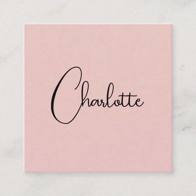 Minimalist Calligraphy Script Name Rose Gold Enclosure Card (Front)