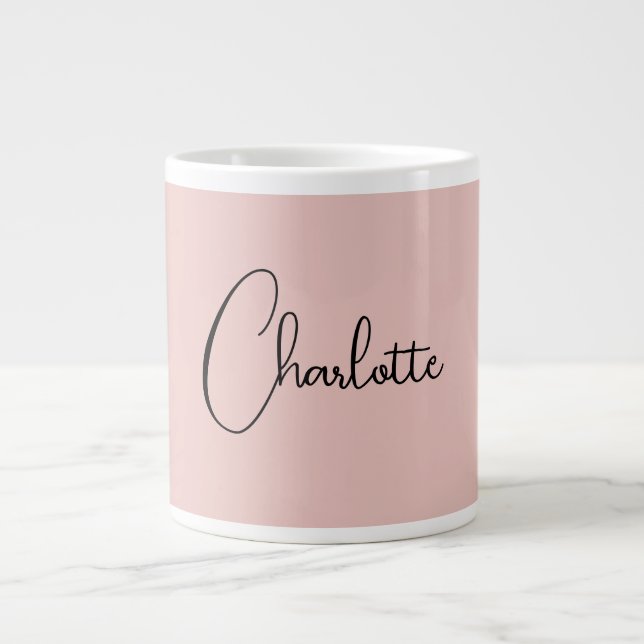 Minimalist Calligraphy Script Name Rose Gold Giant Coffee Mug (Front)