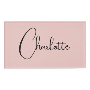 Minimalist Calligraphy Script Name Rose Gold Name Tag