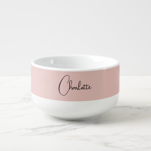 Minimalist Calligraphy Script Name Rose Gold Soup Mug