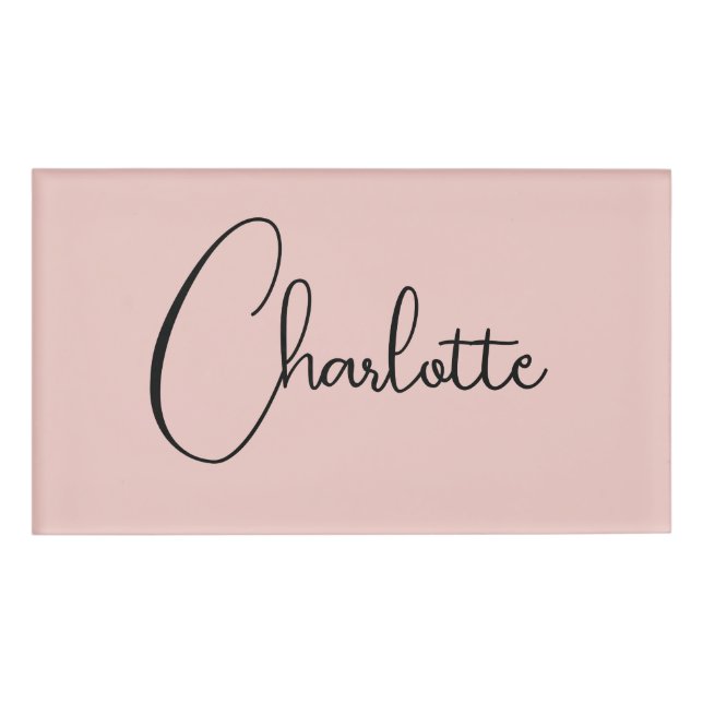 Minimalist Calligraphy Script Name Rose Gold Tag (Front)