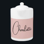 Minimalist Calligraphy Script Name Rose Gold Teapot<br><div class="desc">This template can be customized to meet all professional occupations.</div>
