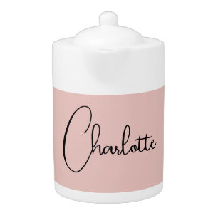 Minimalist Calligraphy Script Name Rose Gold Teapot