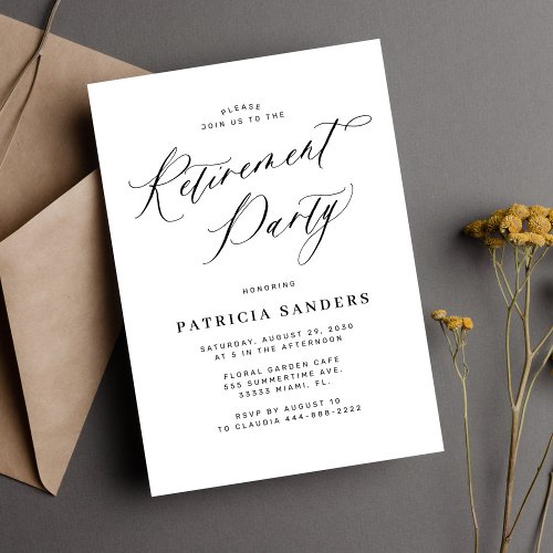 Minimalist calligraphy script retirement party