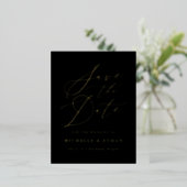 Minimalist Calligraphy Script Save the Date Foil Invitation Postcard (Standing Front)