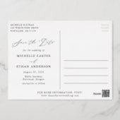 Minimalist Calligraphy Script Save the Date Foil Invitation Postcard (Back)