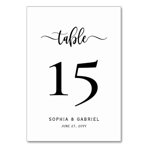 Minimalist Calligraphy Script Wedding Double Sided Table Number