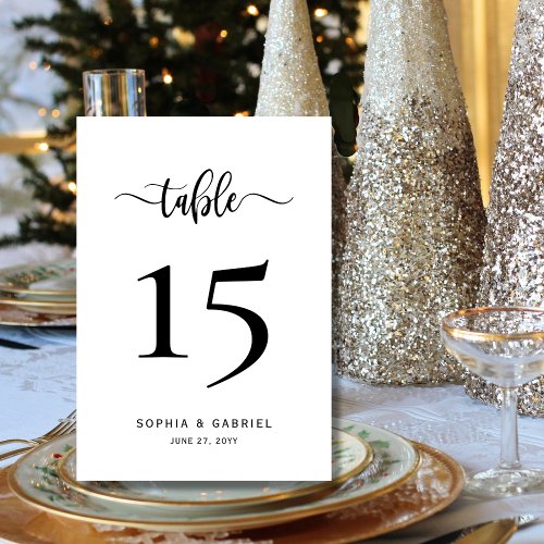 Minimalist Calligraphy Script Wedding Double Sided Table Number