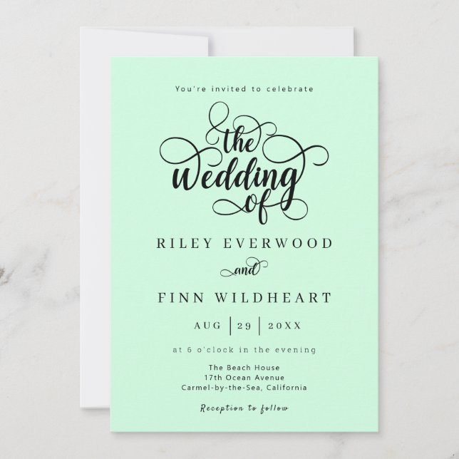 Minimalist Calligraphy Script Wedding Invitation (Front)