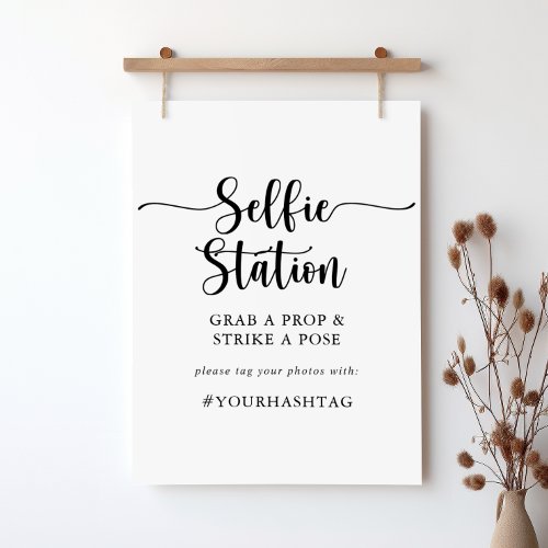 Minimalist Calligraphy Selfie Station Sign