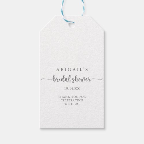 Minimalist Calligraphy Silver Bridal Shower  Gift Tags