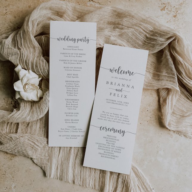 Minimalist Calligraphy Silver Wedding Program (Creator Uploaded)