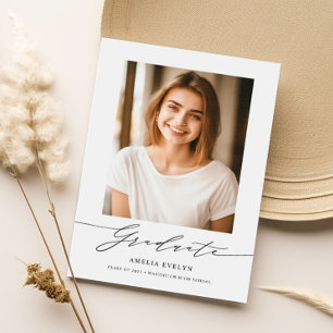 Minimalist Calligraphy Simple 2 Photo Graduation Announcement