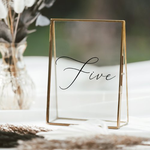 Minimalist Calligraphy Table Five Table Number Window Cling