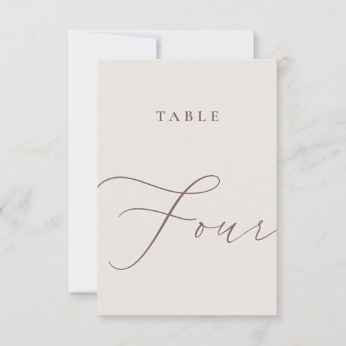Minimalist Calligraphy Table Four Table Number