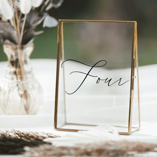 Minimalist Calligraphy Table Four Table Number Window Cling