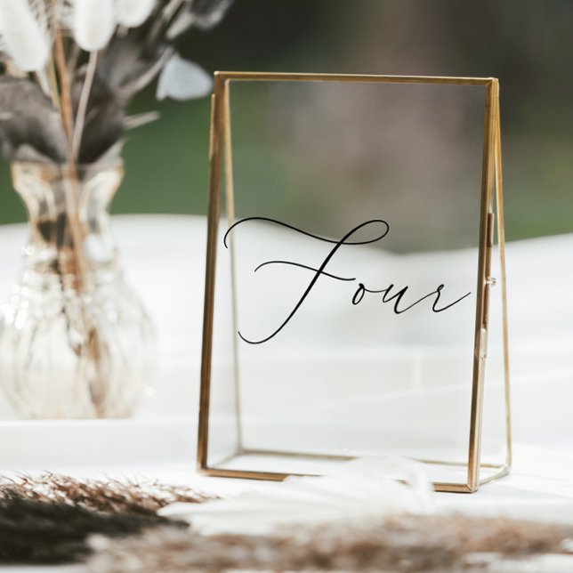 Minimalist Calligraphy Table Four Table Number Window Cling (Minimalist Calligraphy Table Four Table Number Window Cling)