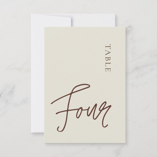 Minimalist Calligraphy Table fourTable Number Invitation (Front)